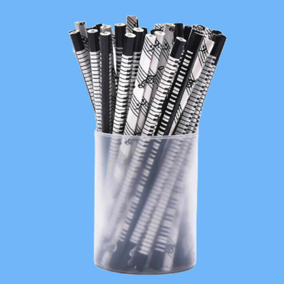 Black & White Musical Pencils - 6 Pack