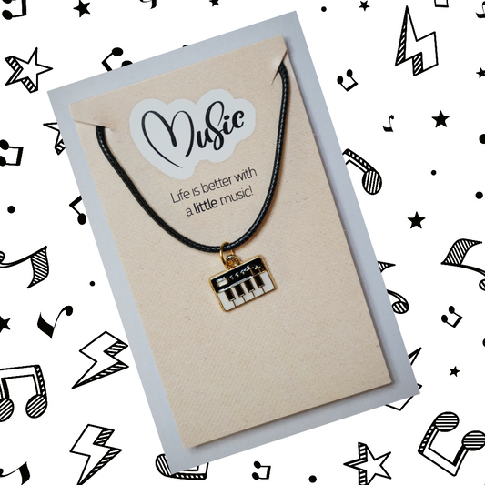 Life is Better With A Little Music Necklace - Piano/Keyboard (Black)