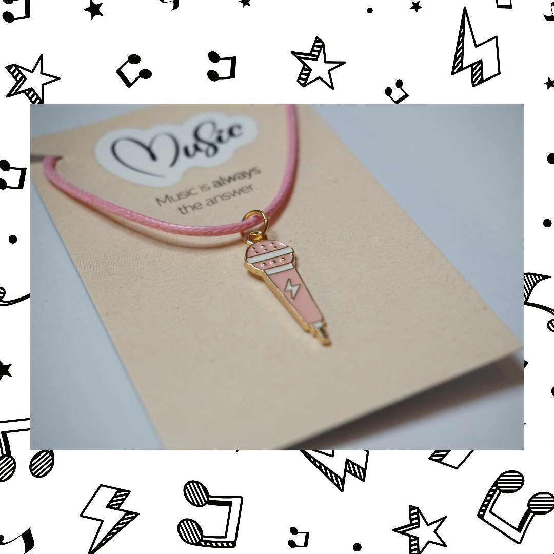 Music is Always The Answer Necklace - Microphone (Pink)