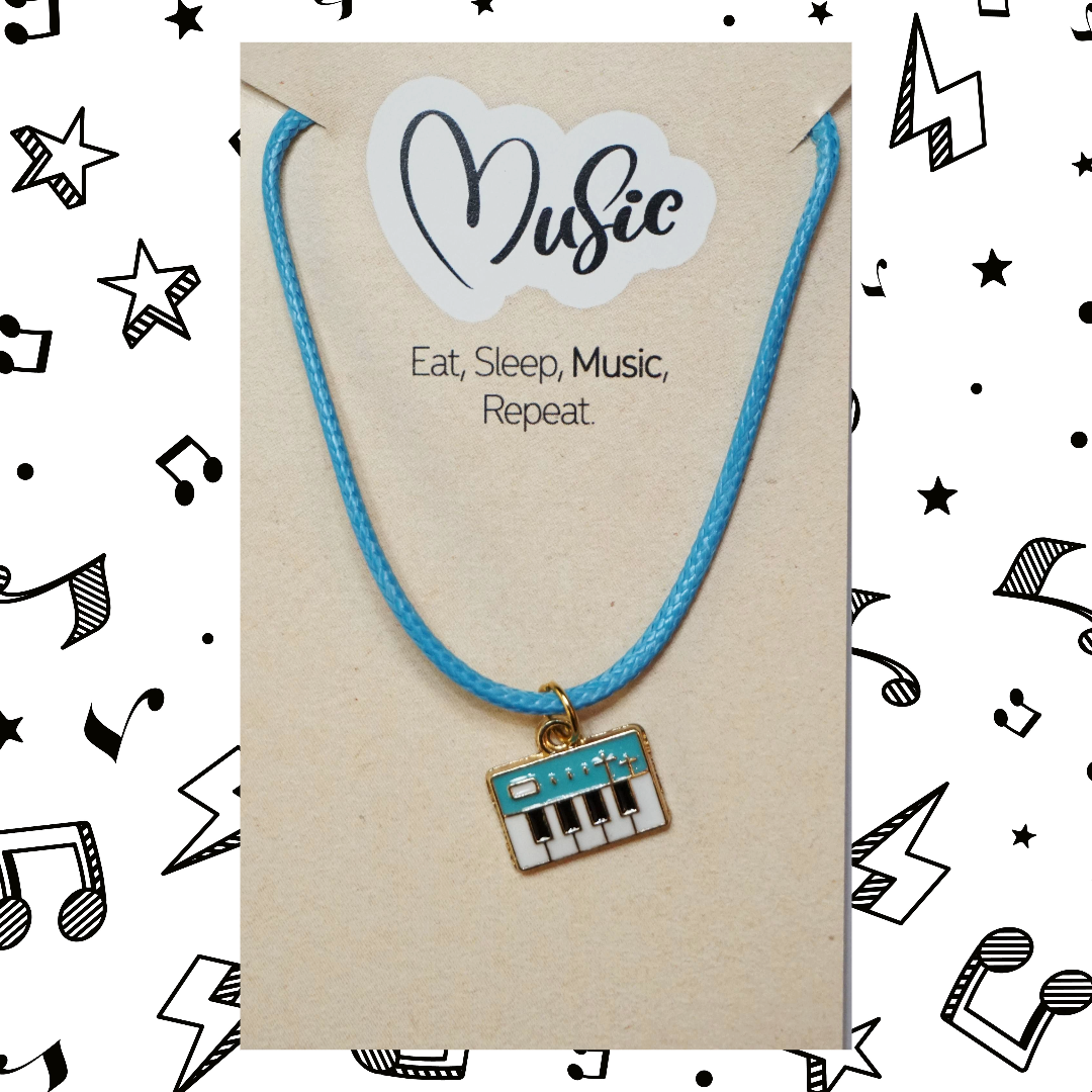 Eat. Sleep. Music. Repeat. Necklace - Piano/Keyboard (Blue)