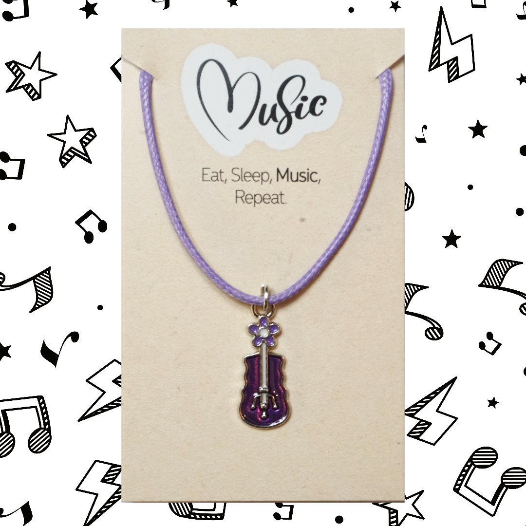 Eat. Sleep. Music. Repeat. Necklace - Violin (Purple)