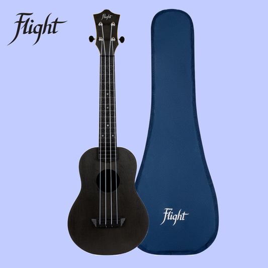 Flight TUC-35 Black Travel Concert Ukulele with Travel Bag