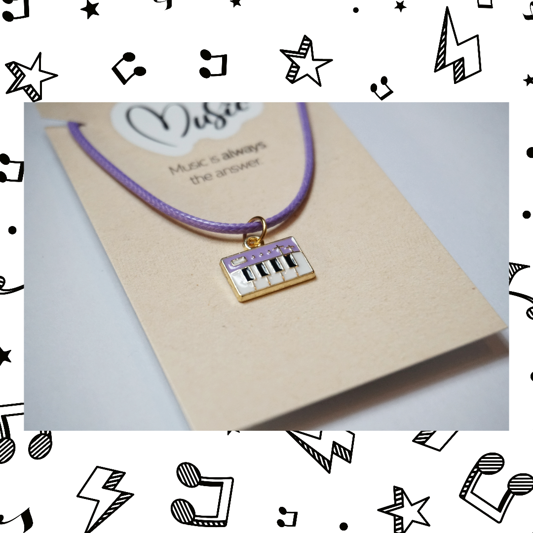 Music is Always The Answer Necklace - Piano/Keyboard (Purple)