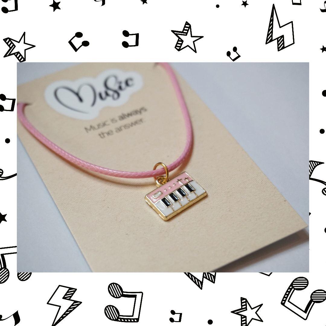 Music is Always The Answer Necklace - Piano/Keyboard (Pink)