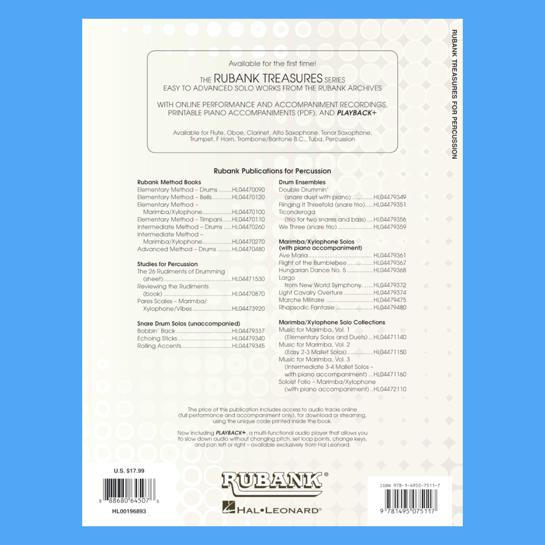 Rubank Treasures For Percussion - Book/Oa