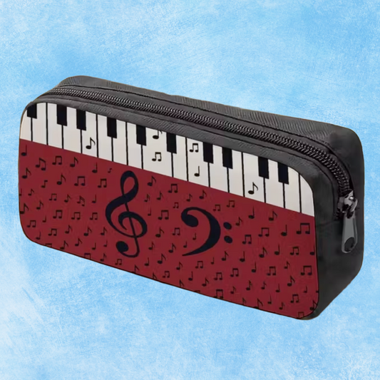 Piano Keys Treble and Bass Clef Music Bag/Pencil Case (Red)