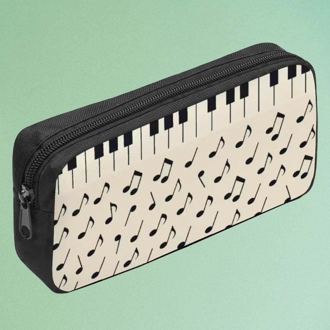 Cream Piano Keys and Music Notes Music Bag/Pencil Case
