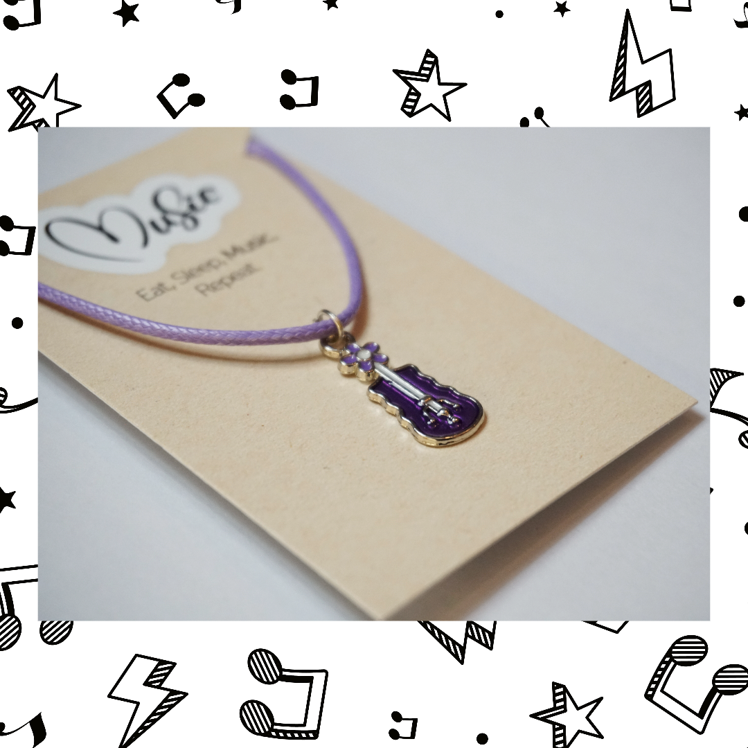 Eat. Sleep. Music. Repeat. Necklace - Violin (Purple)