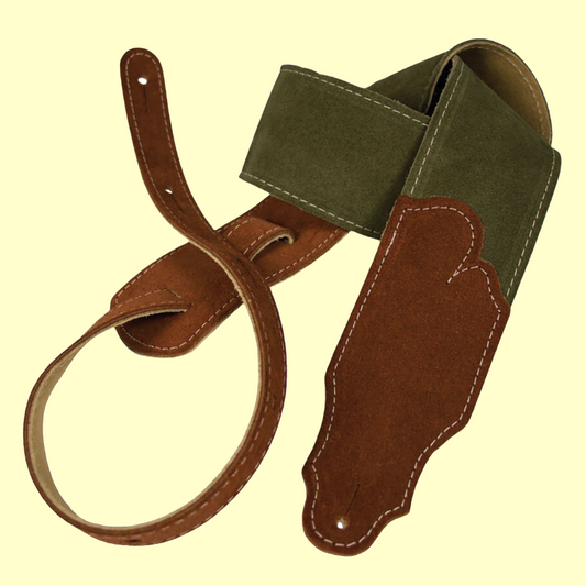 Franklin Sedona Suede 2.5" Olive Suede with Rust End Guitar Strap