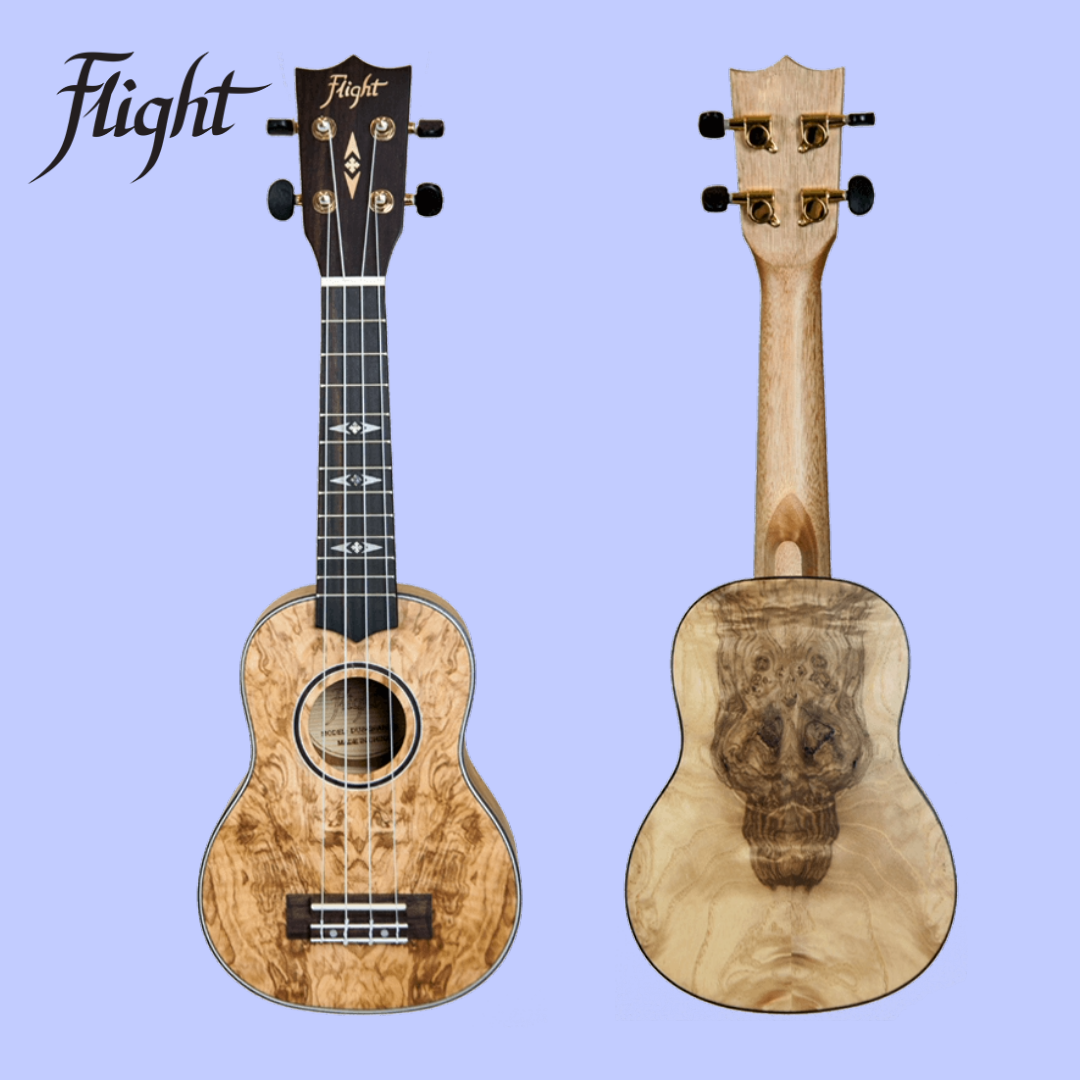 Flight DUD410 QA Quilted Ash Soprano Ukulele with Gig Bag