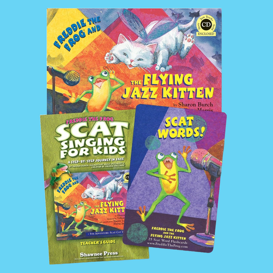 Freddie The Frog Teacher Jazz Set - The Flying Jazz Kitten & Scat Singing Book and Flash Cards