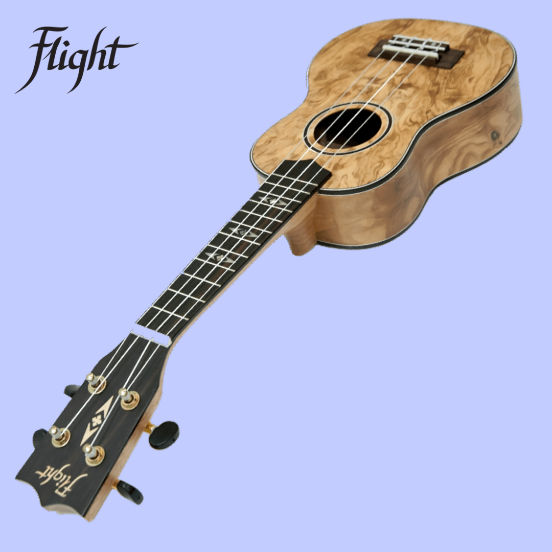 Flight DUD410 QA Quilted Ash Soprano Ukulele with Gig Bag