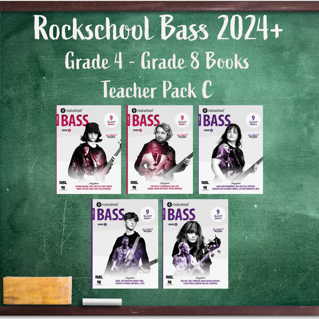 Rockschool Bass 2024+ - Teacher Bundle C (Grade 4 - Grade 8 Books) (Copy)