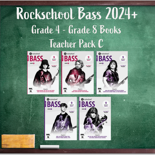 Rockschool Bass 2024+ - Teacher Bundle C (Grade 4 - Grade 8 Books) (Copy)