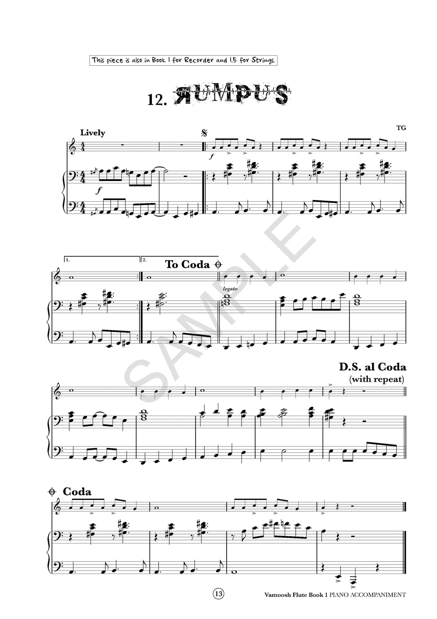 Thomas Gregory - Vamoosh Flute Piano Accompaniment -  Book 1