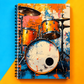 A5 Vintage Drum Kit Art Spiral Notebook (100 Pages)