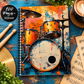 A5 Vintage Drum Kit Art Spiral Notebook (100 Pages)