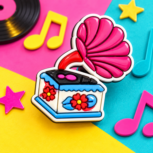 Vintage Record Player Croc Shoe Charm - Put Music in Every Step