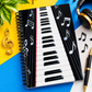 A5 Piano Keyboard and Music Notes Spiral Notebook (100 Pages)