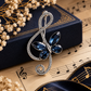 Sundry & Sound Co -Silver Vintage Blue Butterfly Treble Clef Brooch