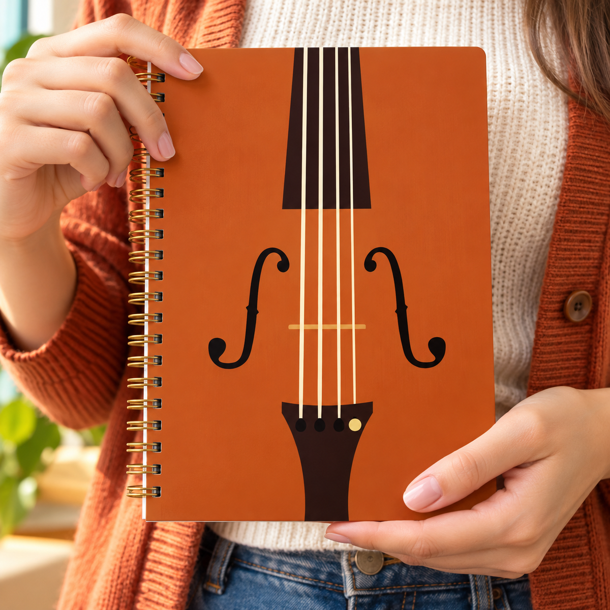 A5 Violin Themed Spiral Notebook (100 Pages)