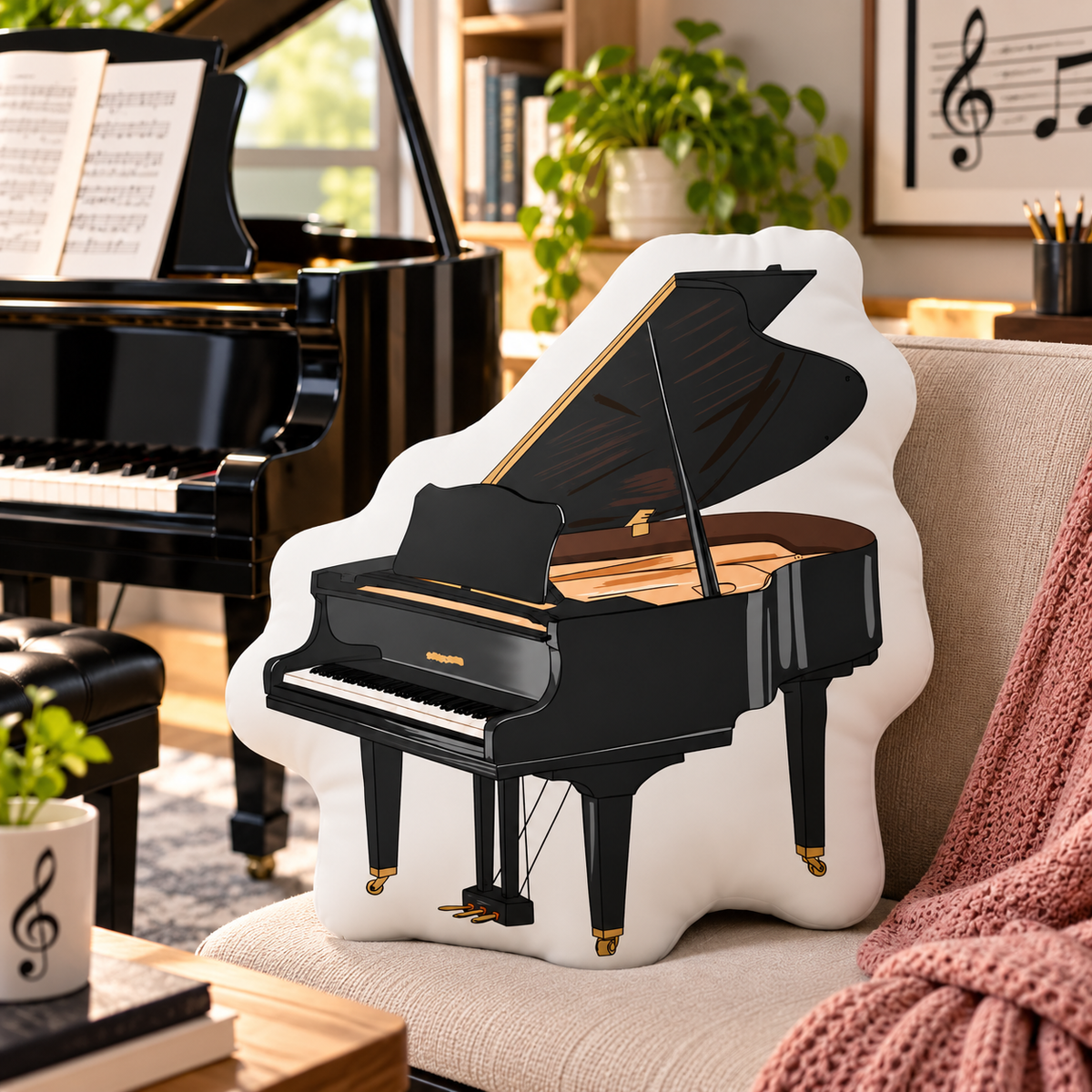 Sundry & Sound Co - 3D Classic Grand Piano Shaped Cushion 40cm - Preorder/Coming Soon/Limited Stock