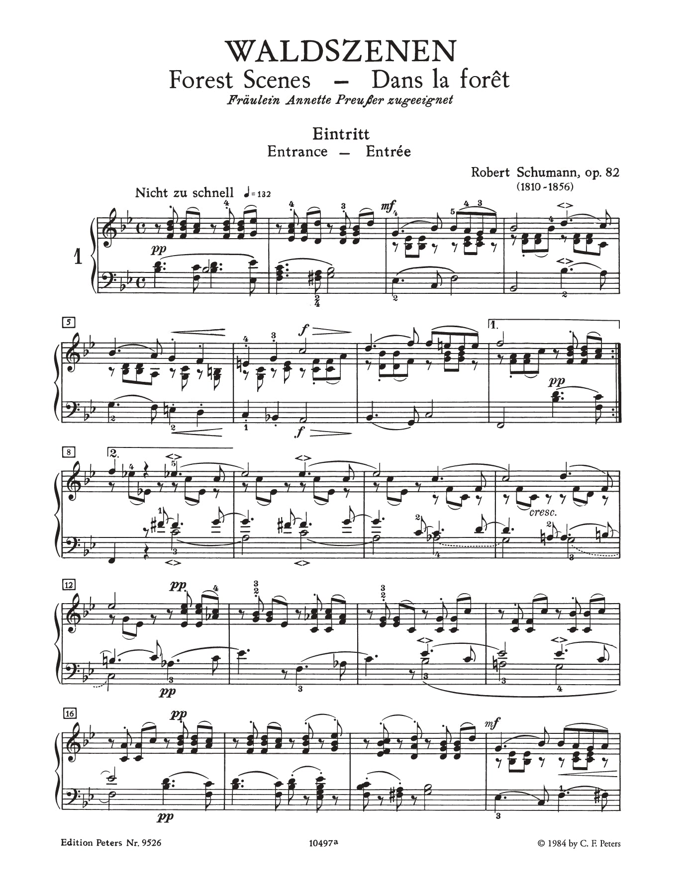Schumann - Forest Scenes Op 82 Waldszenen Piano Book