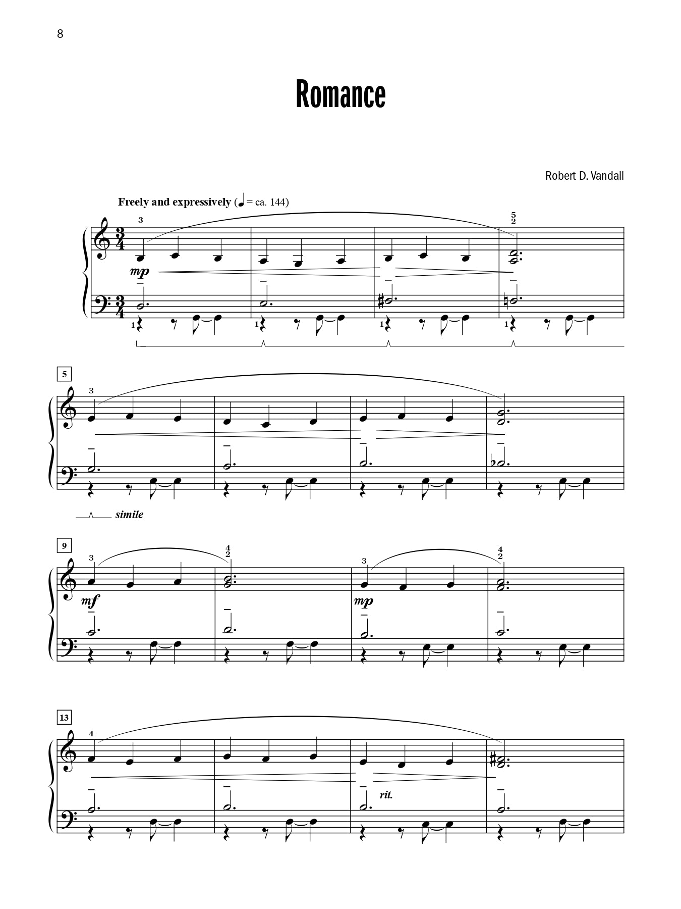 Vandall - Celebrated Lyrical Piano Solos - Book 4