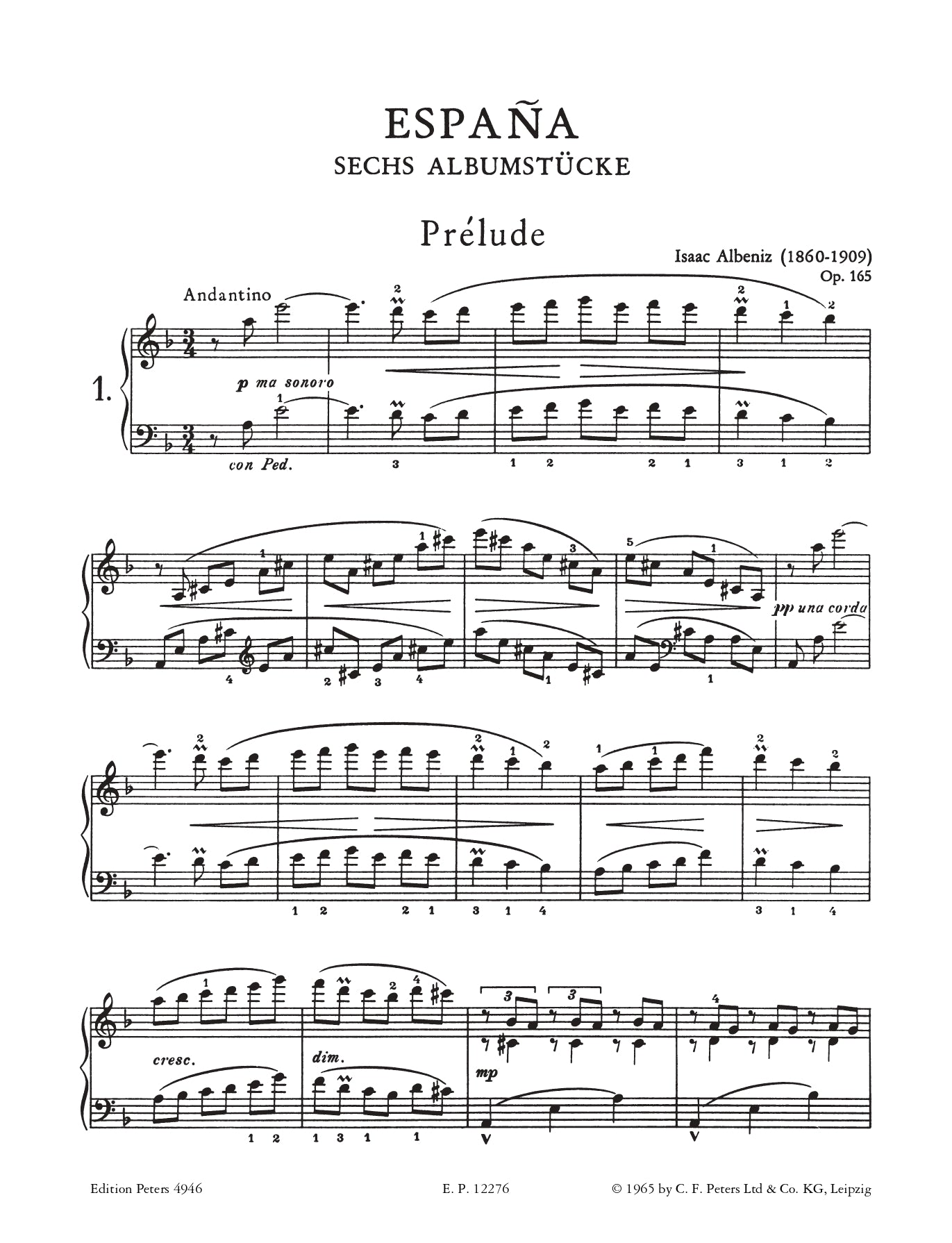 Isaac Albeniz - Espana Op 165 For Piano Book