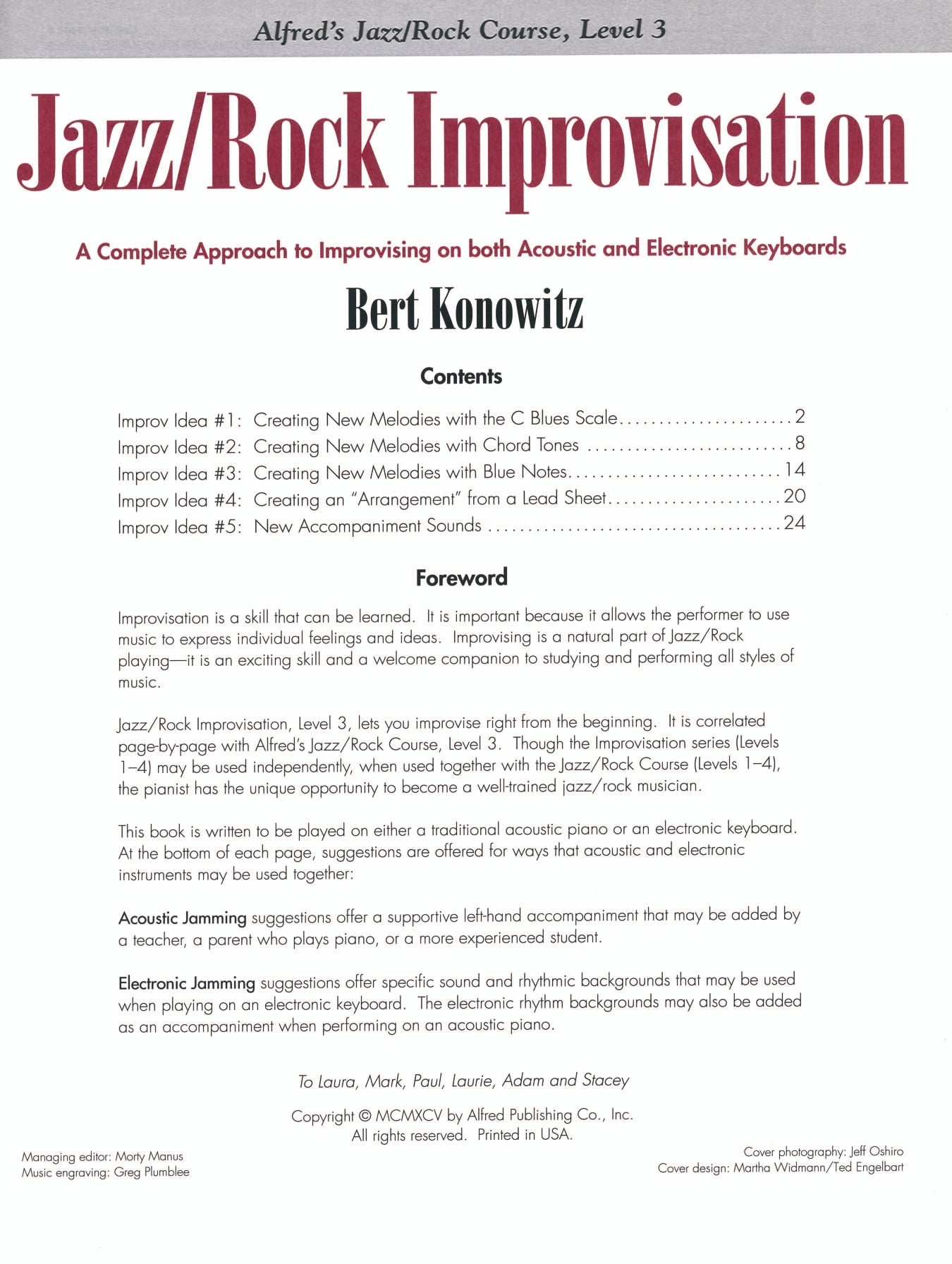 Alfred's Basic Piano Jazz Rock Course Improvisation Level 3