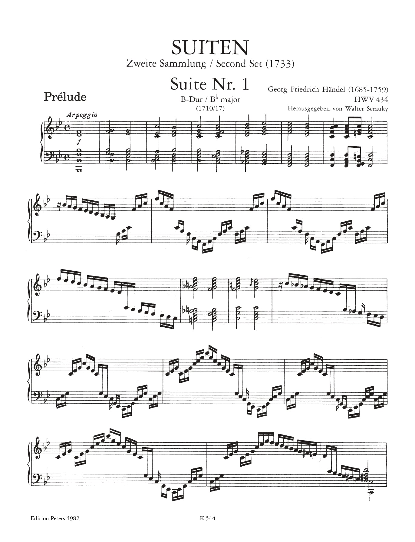 Handel - Keyboard Works Volume 2 - Suites 9 HWC 434-442 Urtext Book