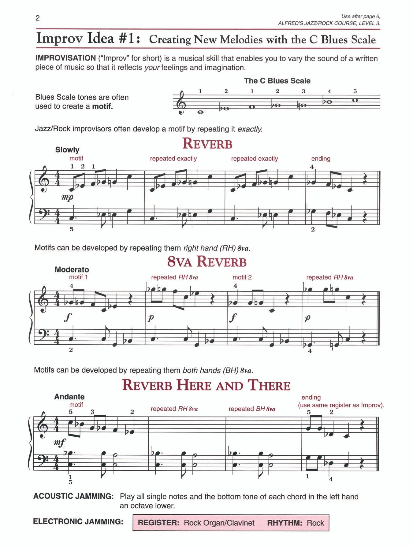 Alfred's Basic Piano Jazz Rock Course Improvisation Level 3