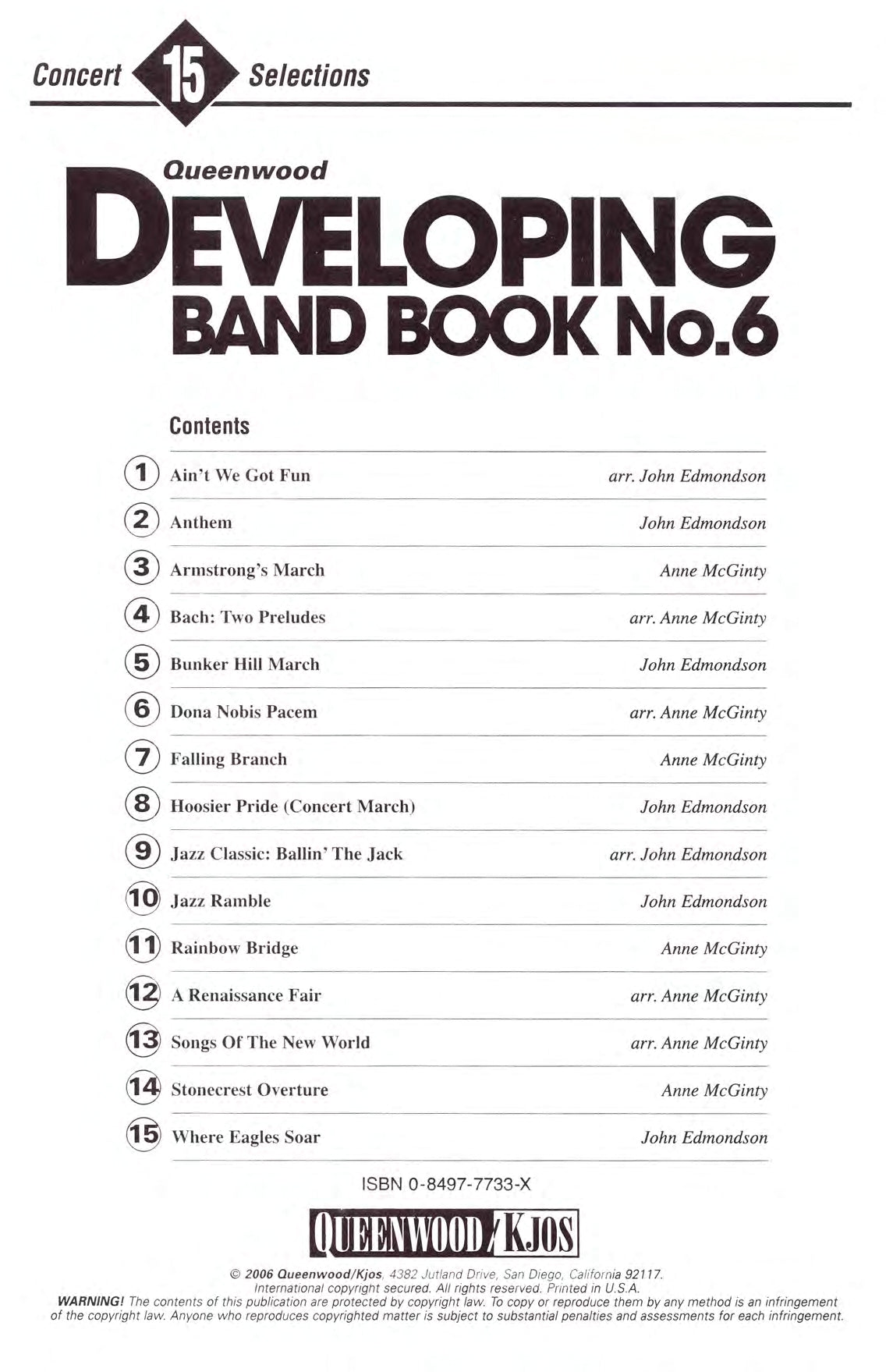Developing Band Book No 6 - Baritone Treble Clef