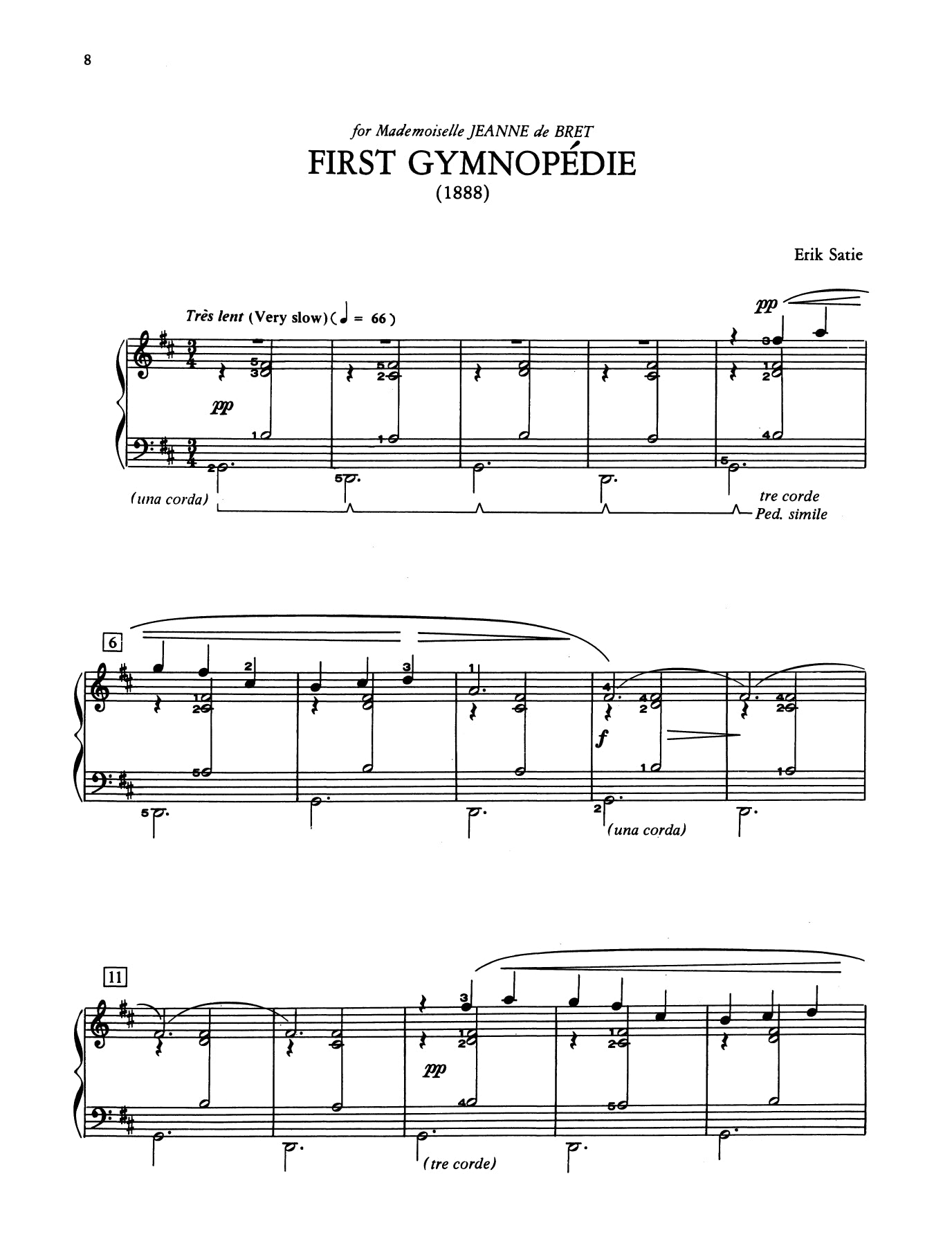 Satie - 3 Gymnopedies & 3 Gnossiennes For Piano Book