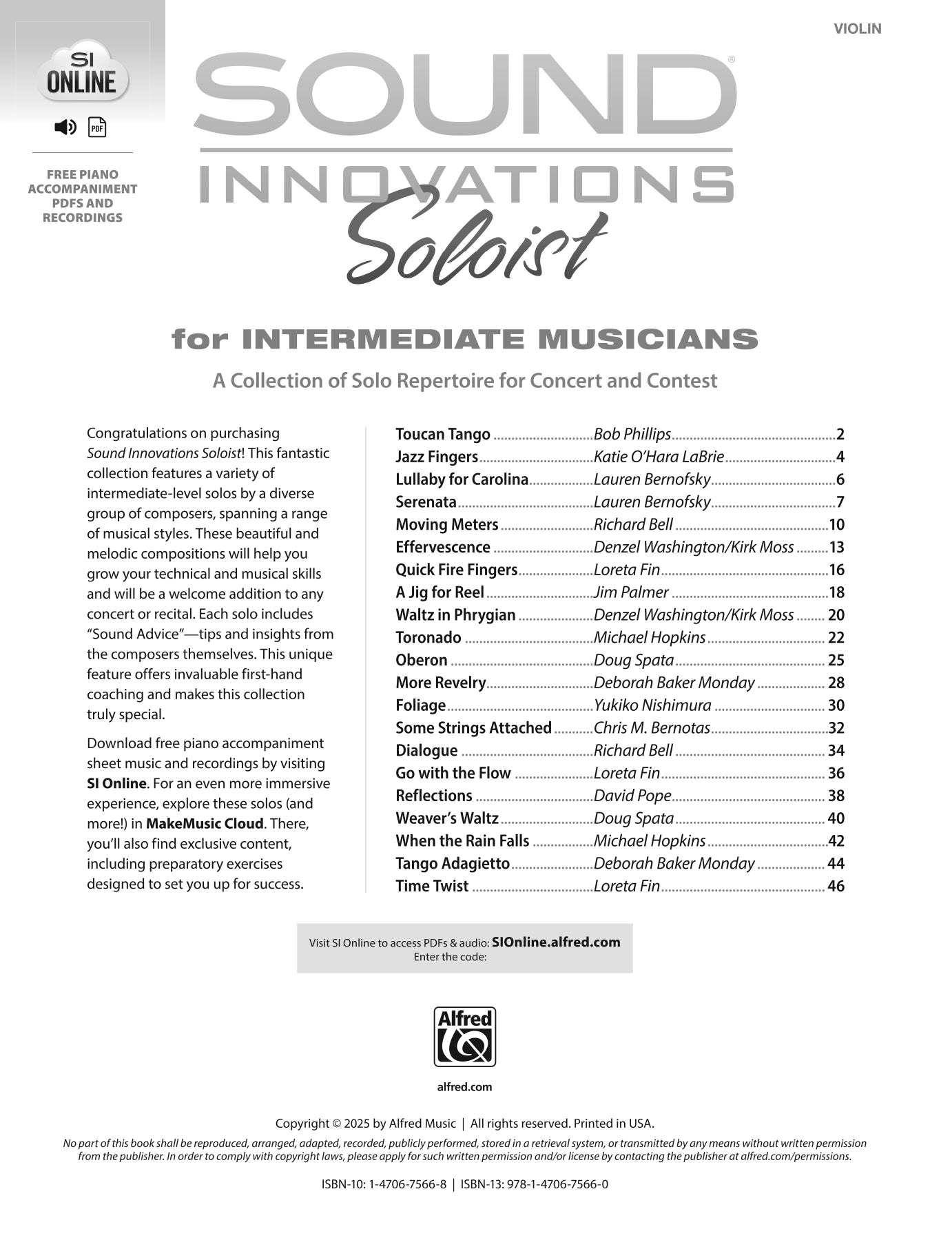 Sound Innovations Soloist Intermediate - Violin Book