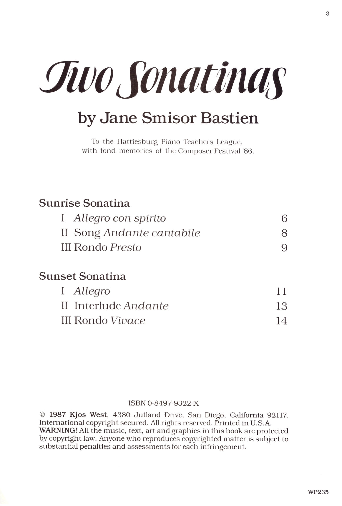 Bastien - Two Sonatinas Piano Book
