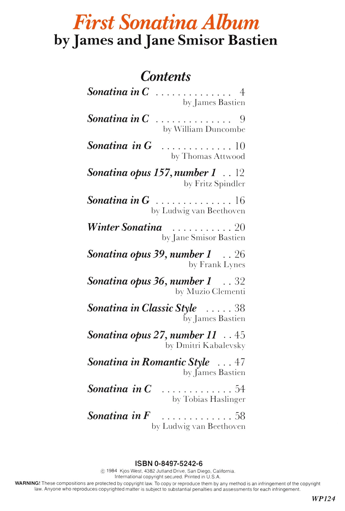 Bastien - First Sonatina Album - Early Intermediate Piano Book