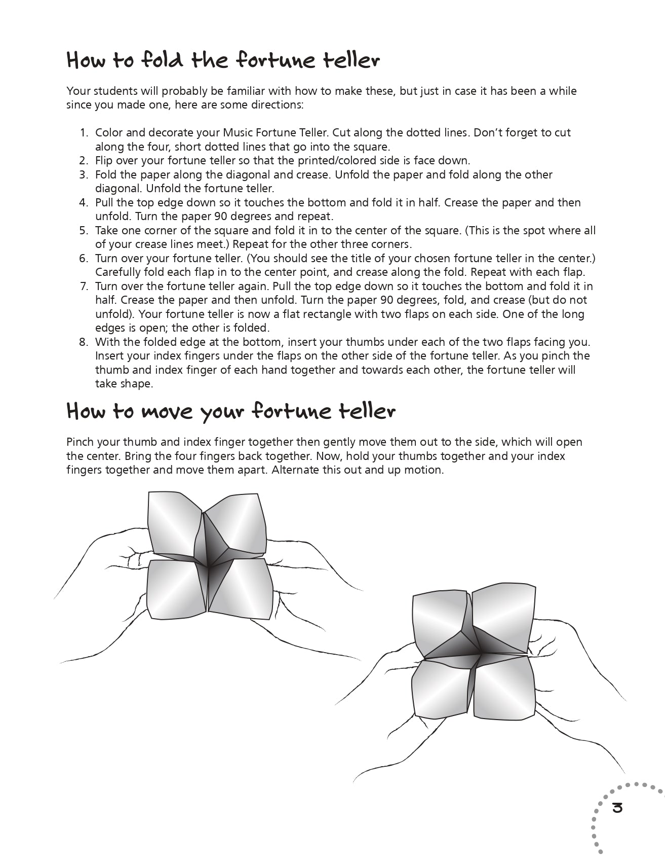 More Music Facts Finger Fun Fortune Tellers Teacher Book with Reproducible Pages