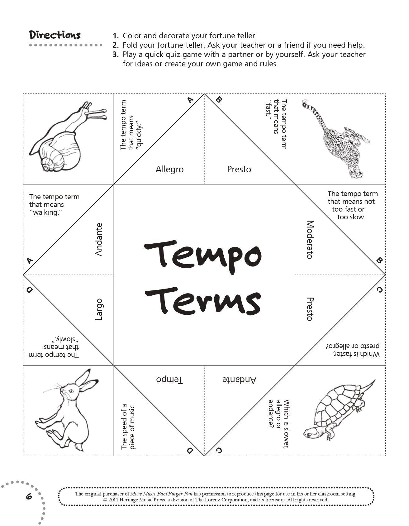 More Music Facts Finger Fun Fortune Tellers Teacher Book with Reproducible Pages