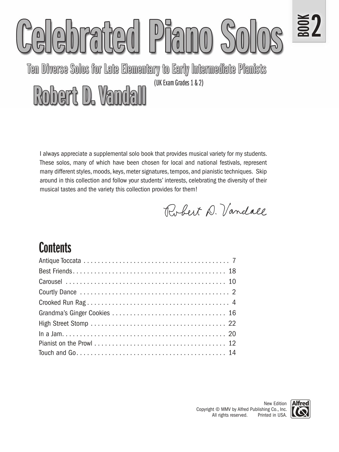 Vandall - Celebrated Piano Solos - Book 2