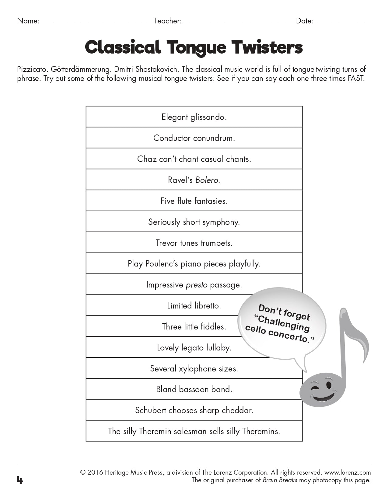 Brain Breaks Book with Reproducible Pages - Music Activities of Tired Brains (Classroom)