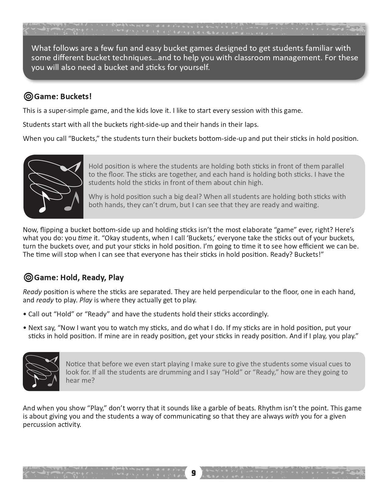 Buckets To Body Percussion - Classroom Activity Book/Reproducible Pages