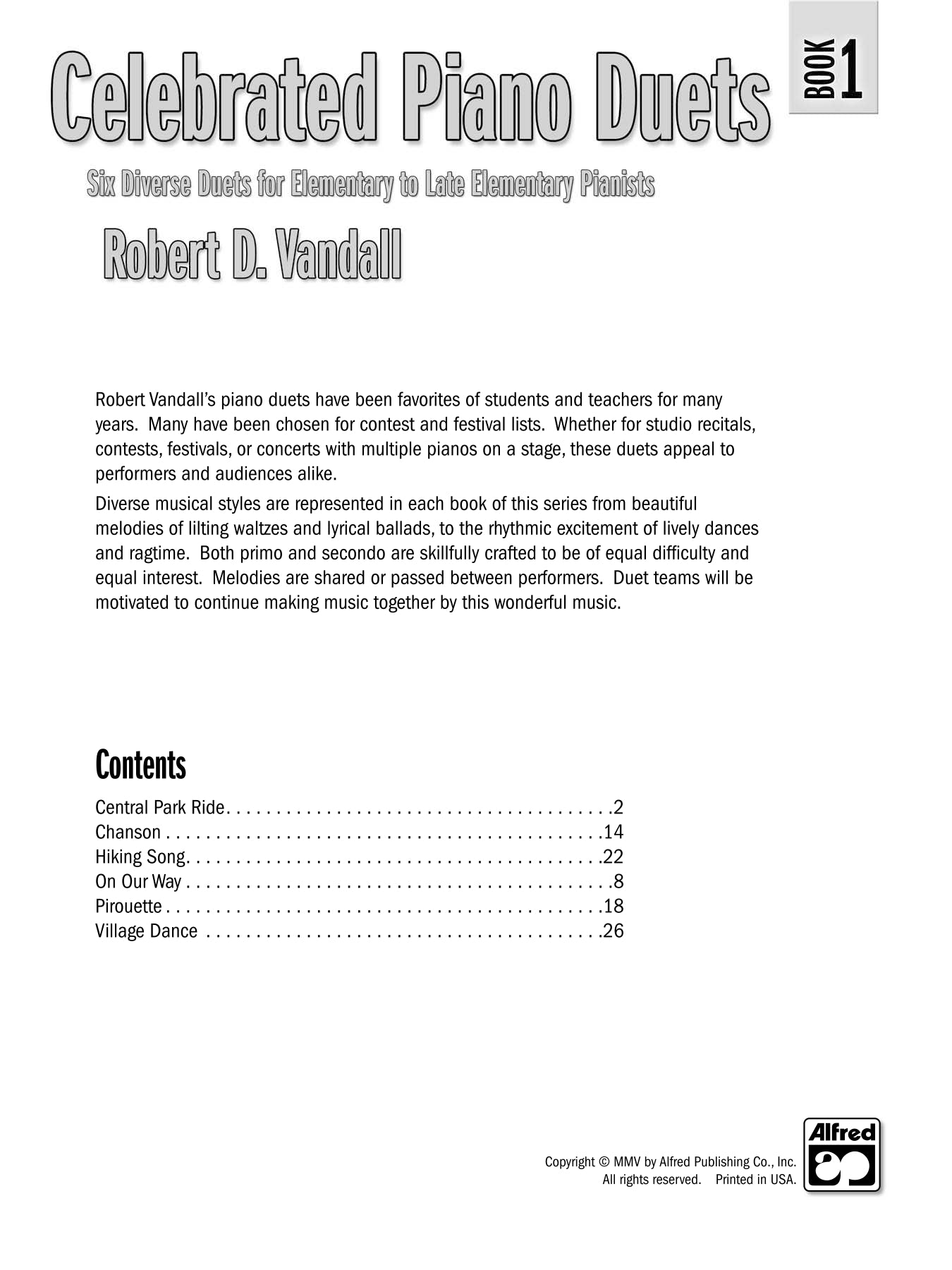 Vandall - Celebrated Piano Duets - Book 1 (1 Piano, 4 Hands)