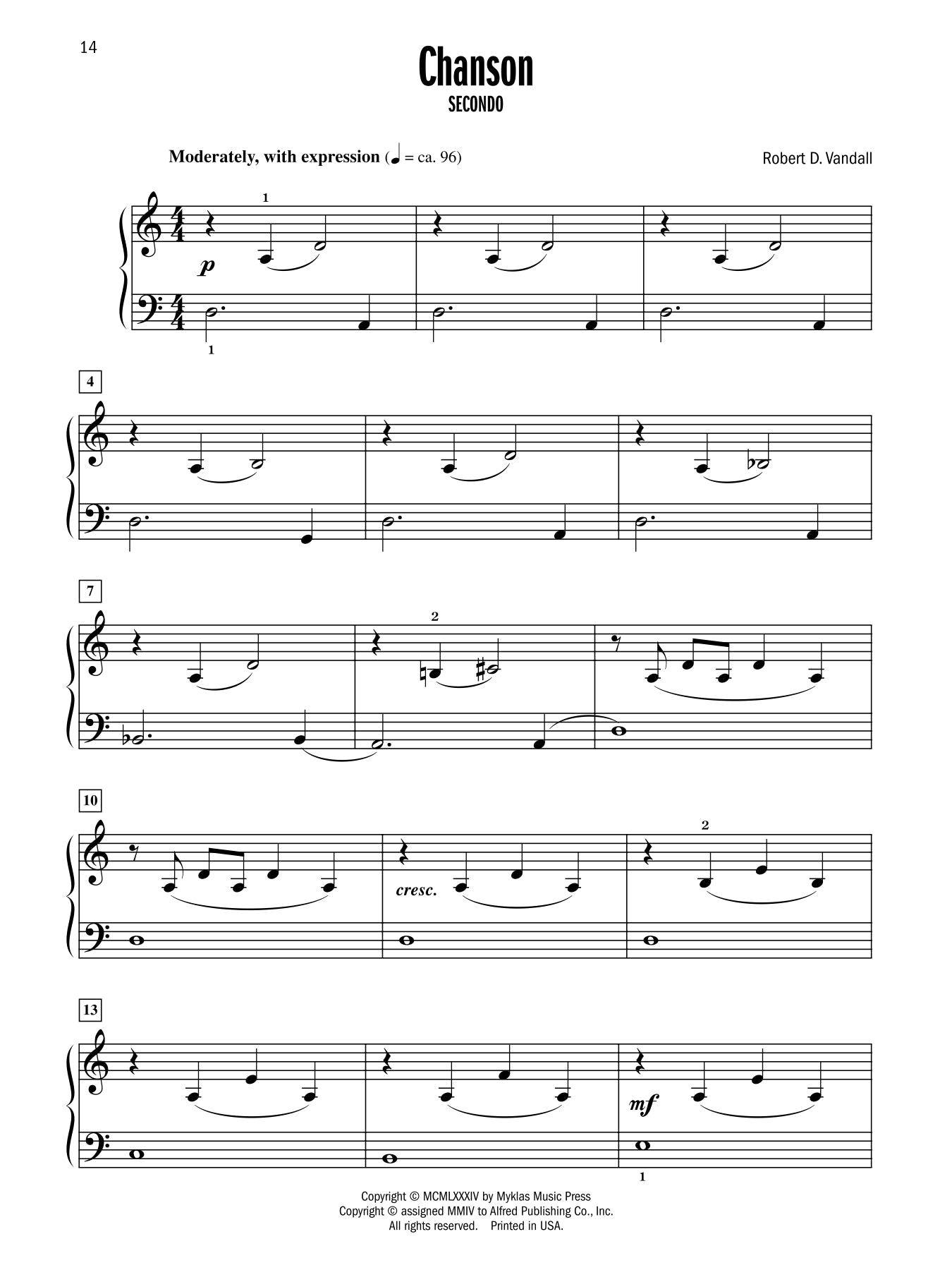 Vandall - Celebrated Piano Duets - Book 1 (1 Piano, 4 Hands)