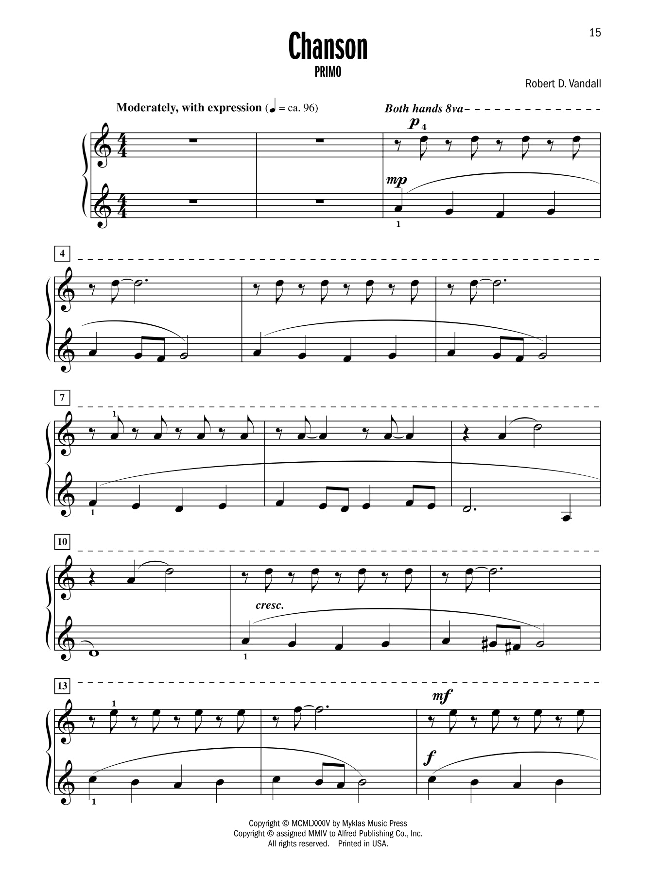 Vandall - Celebrated Piano Duets - Book 1 (1 Piano, 4 Hands)