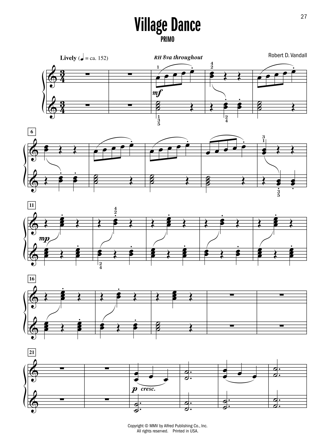 Vandall - Celebrated Piano Duets - Book 1 (1 Piano, 4 Hands)