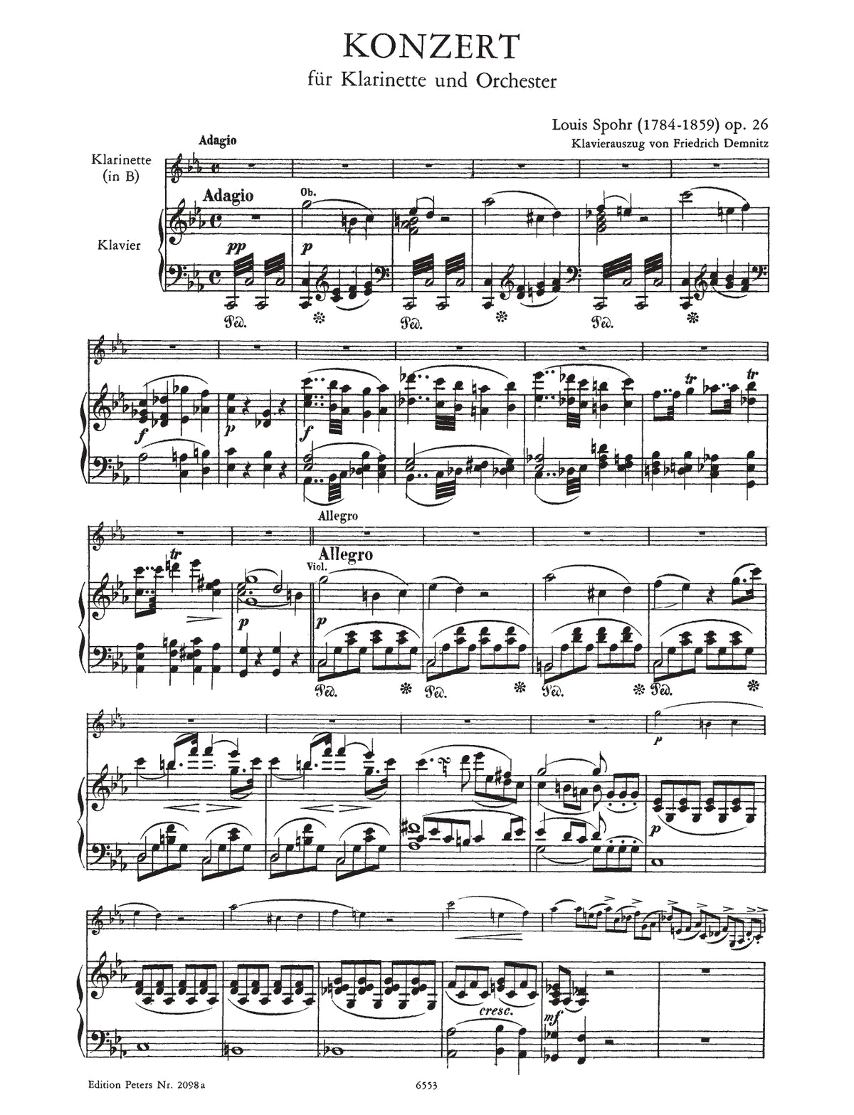 路易·施波尔 - C小调第一单簧管协奏曲 作品26（单簧管与钢琴谱）