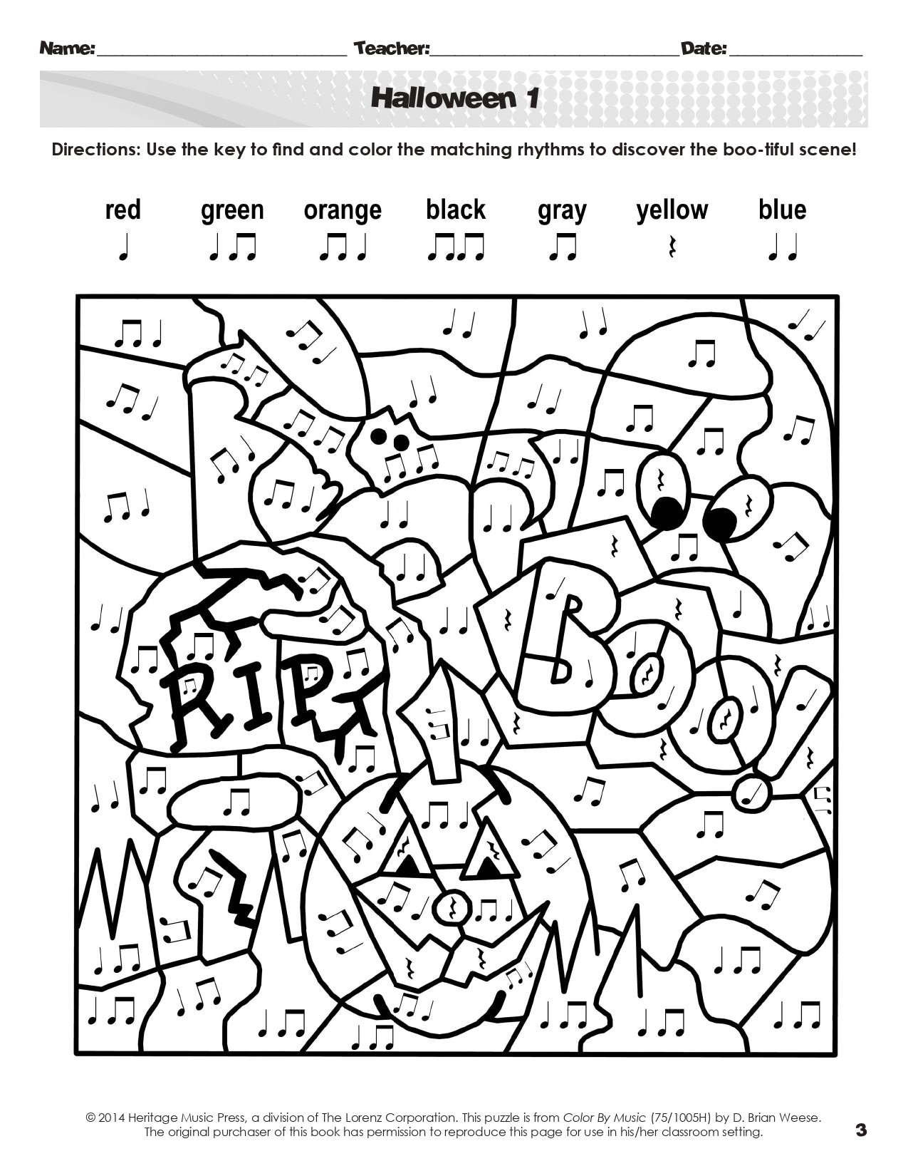 Color By Music - Reproducible Classroom Worksheets Book