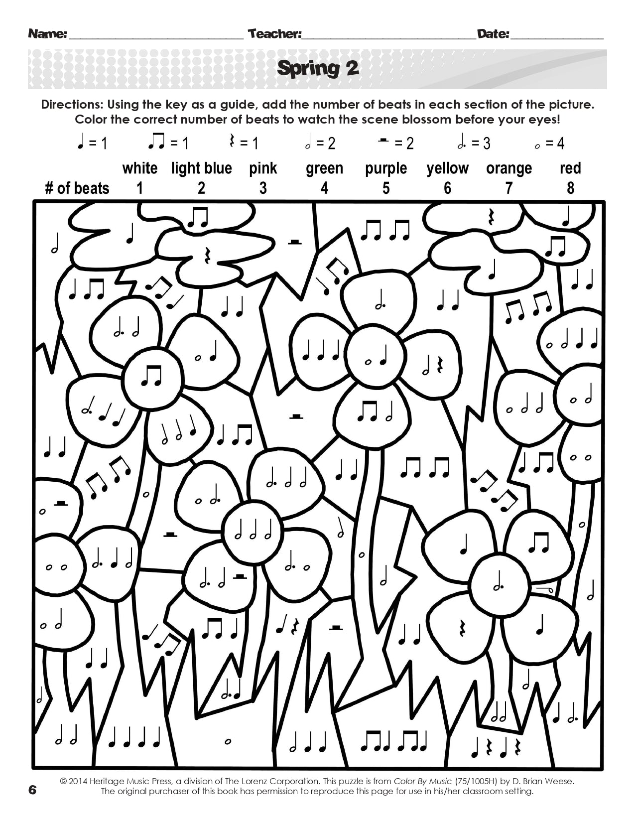 Color By Music - Reproducible Classroom Worksheets Book