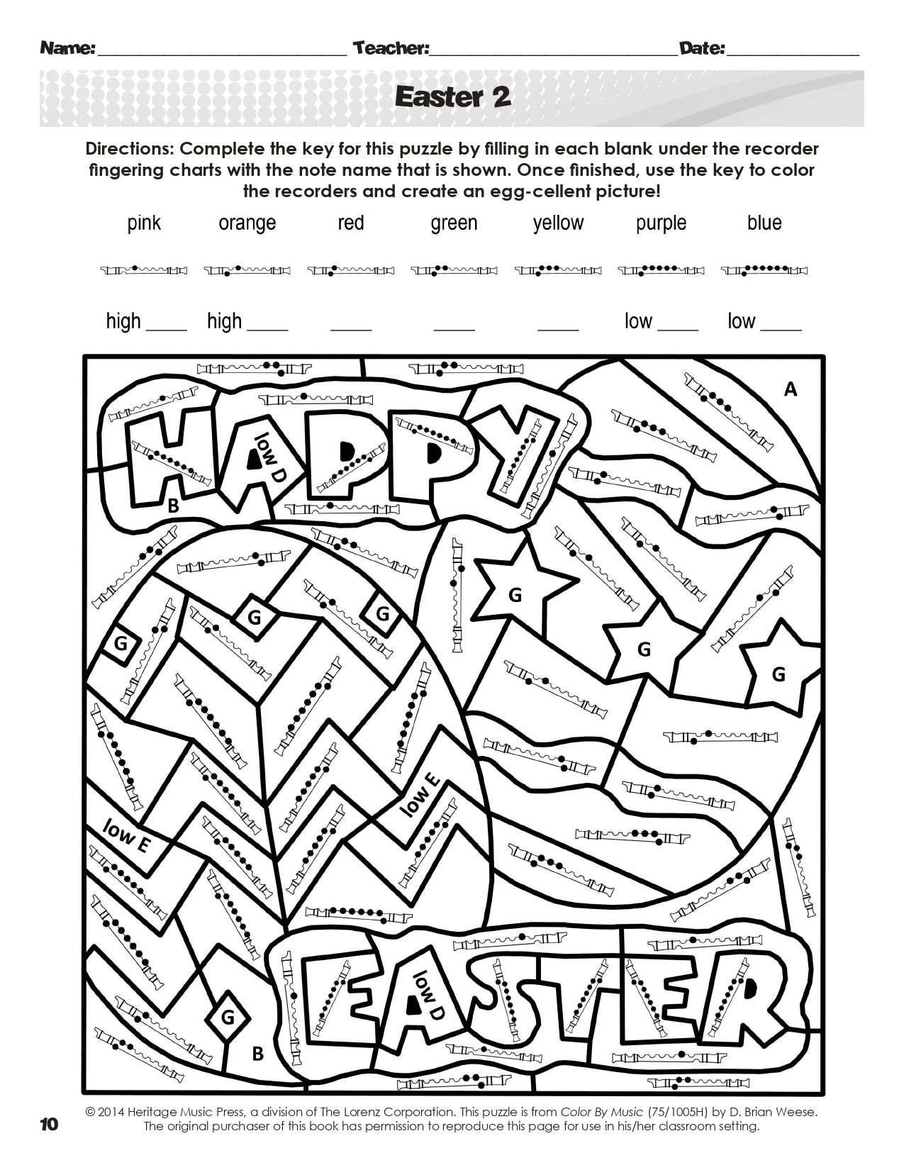 Color By Music - Reproducible Classroom Worksheets Book